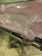 Pink Silk Family Silver Glitter Wall Art 115Cm X 65Cm