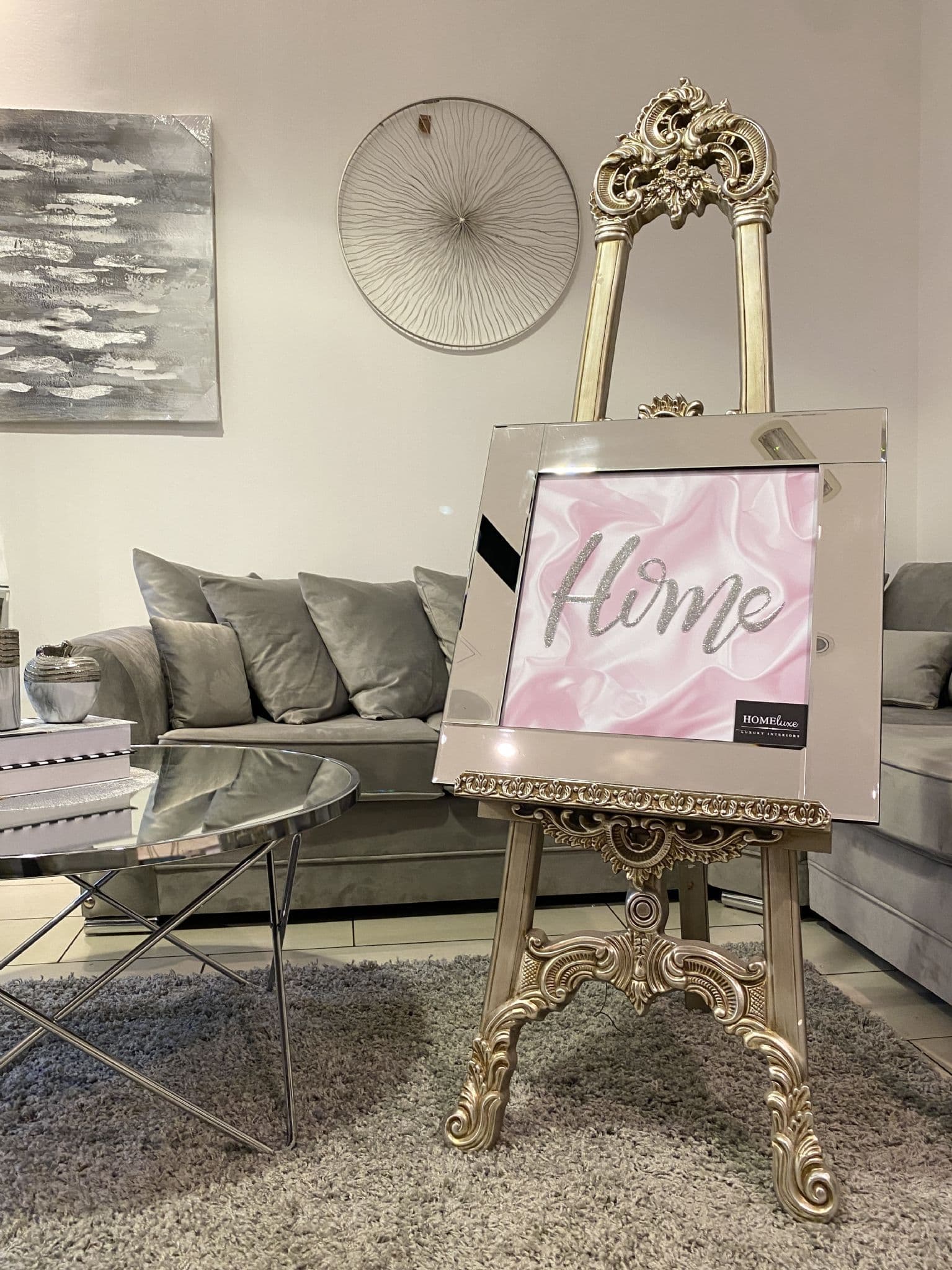 [EKM-AUTOGENERATED]Pink Silk Home Font Wall Art Mirror Frame