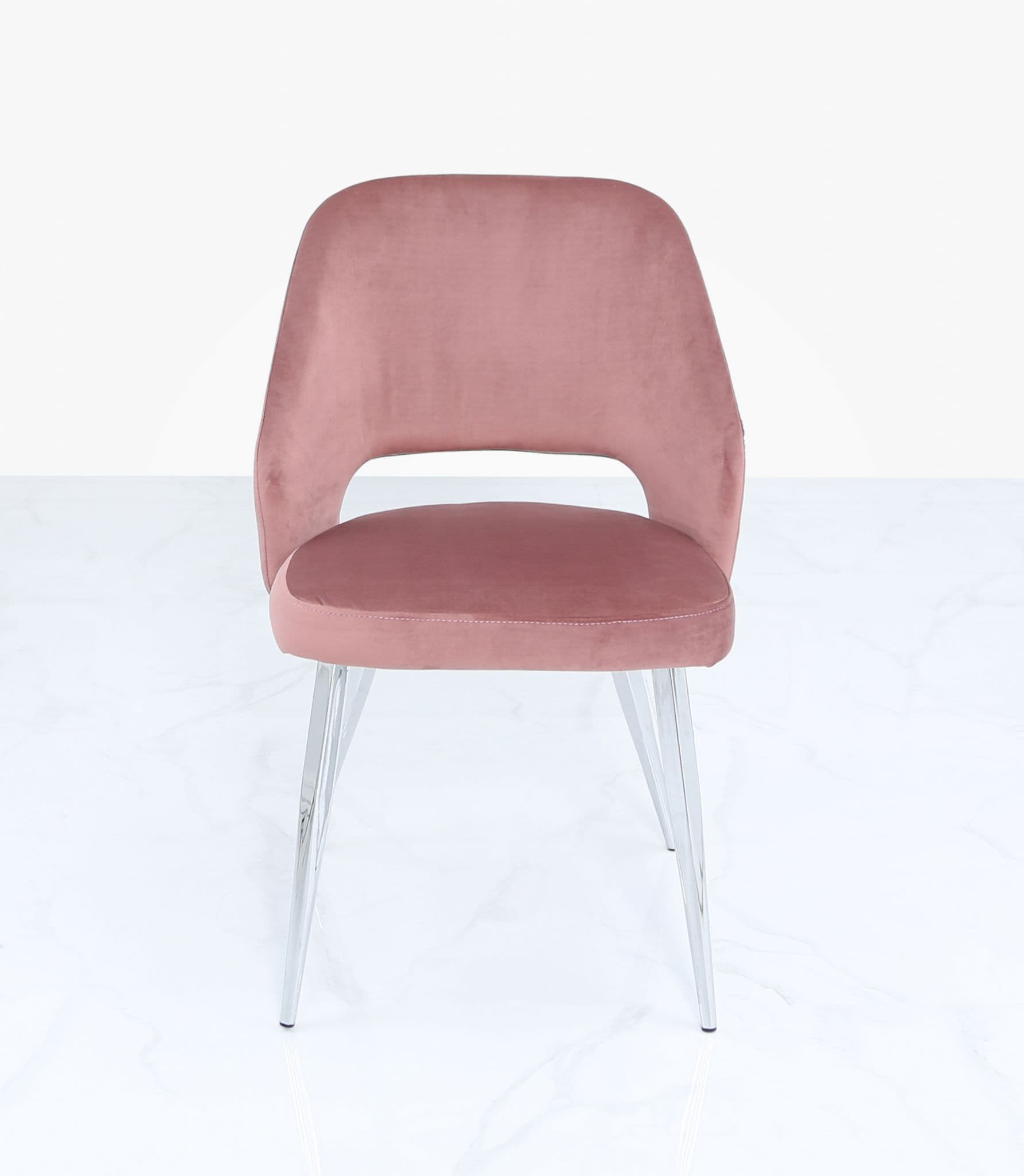 [EKM-AUTOGENERATED]Pink Velvet & Chrome Dining Chair