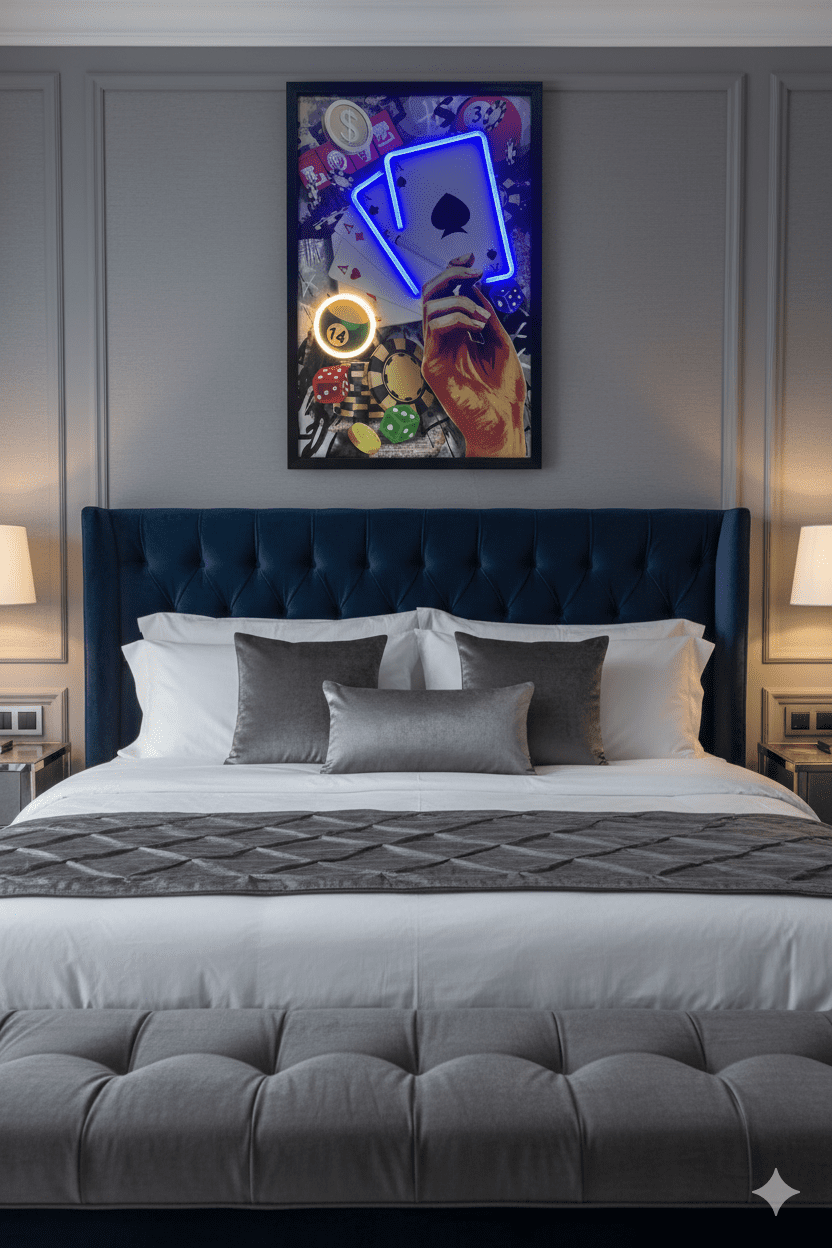 Playing Cards Neon LED Wall Art - 40x60cm Poker Game Room Decor USB