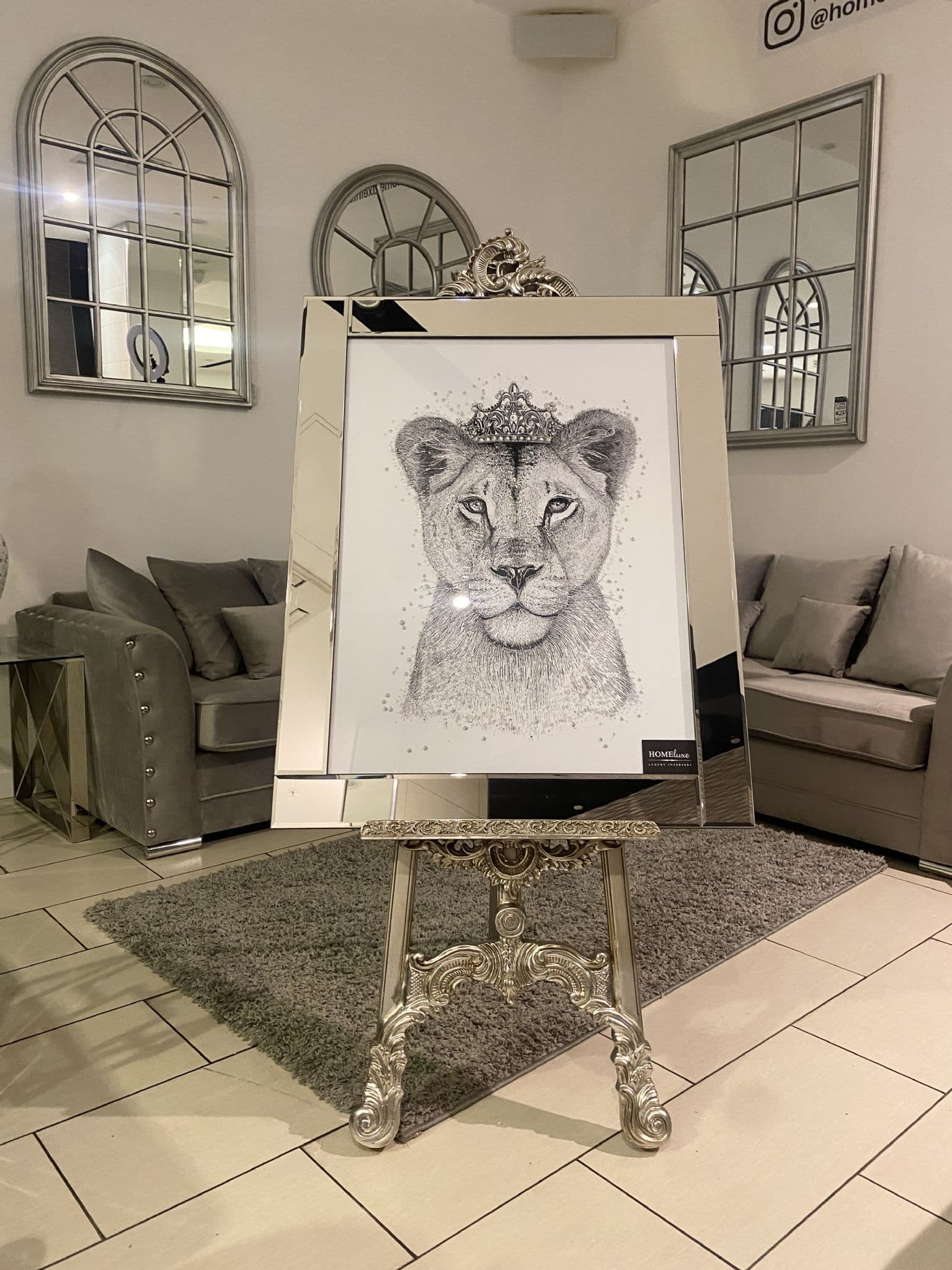 [EKM-AUTOGENERATED]Princess Cub Black & White Wall Art Mirror Step Frame 90Cm X 70Cm