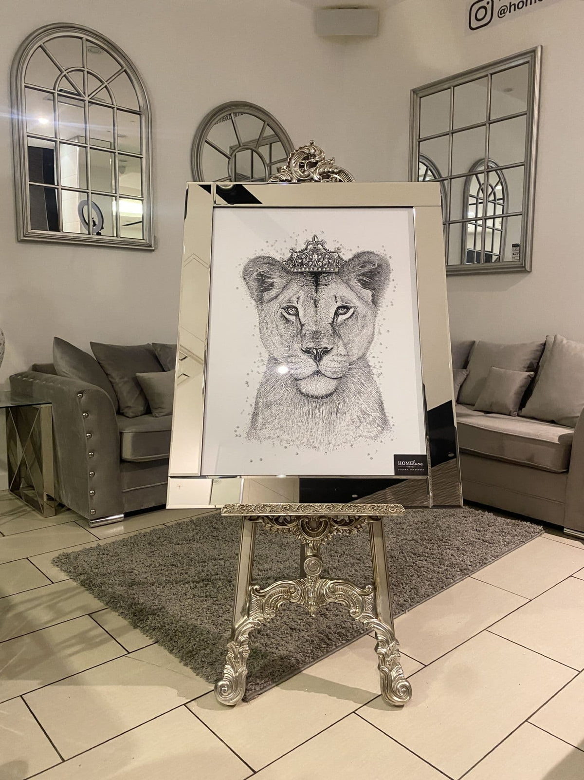 [EKM-AUTOGENERATED]Princess Cub Black & White Wall Art Mirror Step Frame 90Cm X 70Cm