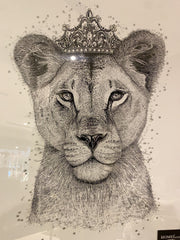 Princess Cub Black & White Wall Art Mirror Step Frame 90Cm X 70Cm