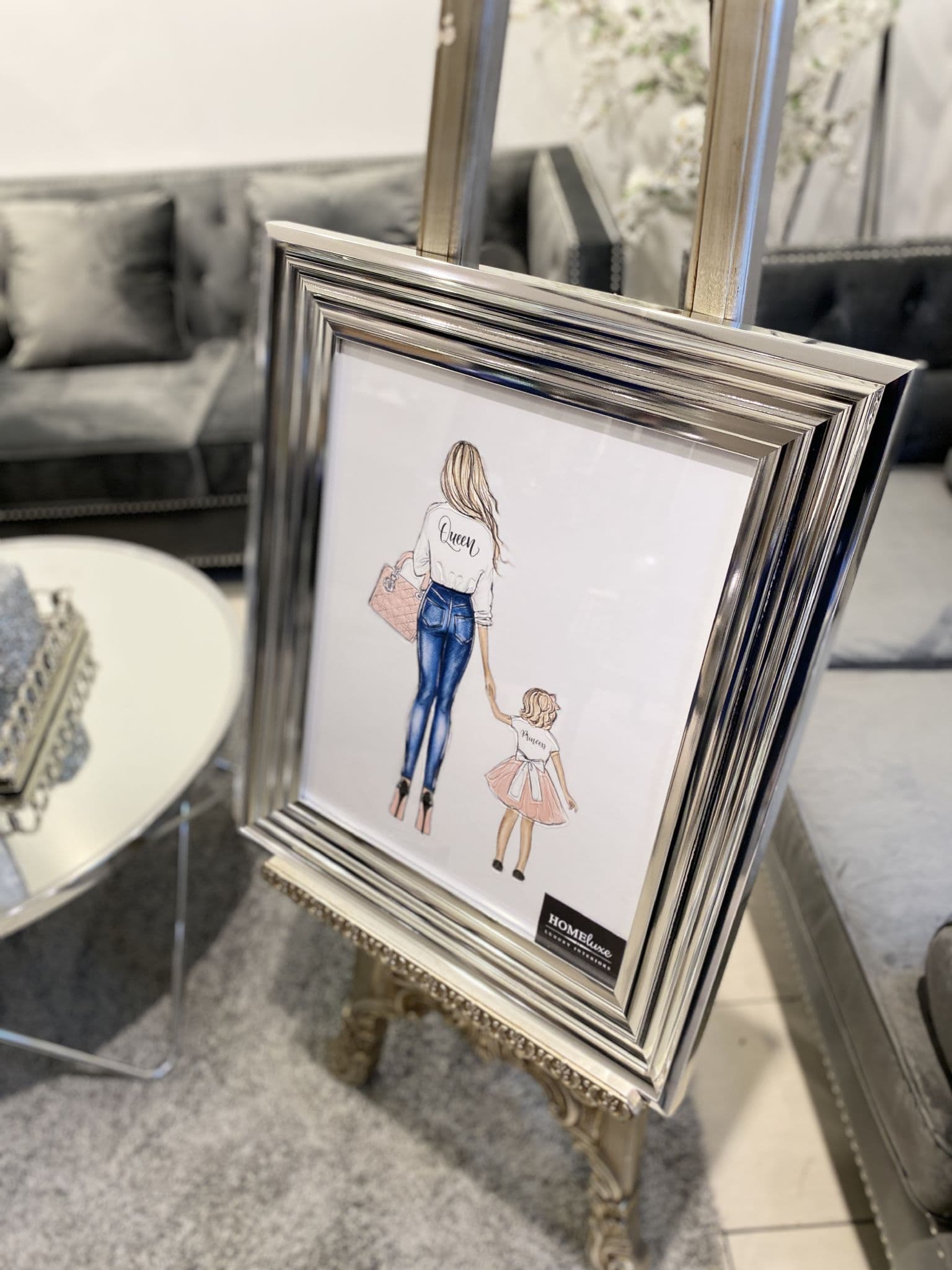 Queen And Princess Designer Wall Art Chrome Frame