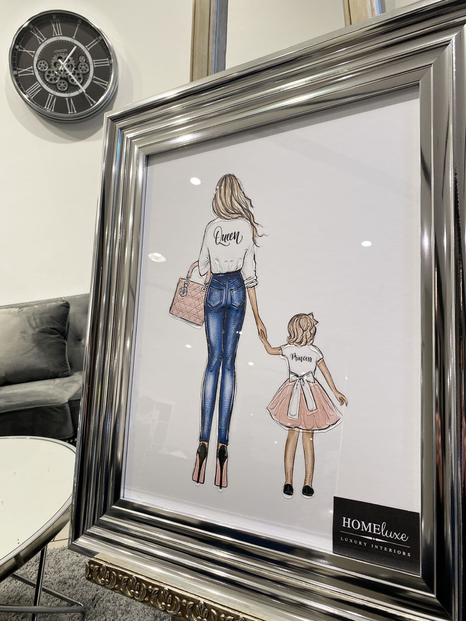 Queen And Princess Designer Wall Art Chrome Frame