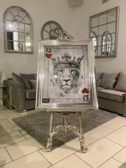 [EKM-AUTOGENERATED]Queen Of Hearts Lioness Wall Art Chrome Step Frame 90Cm X 70Cm