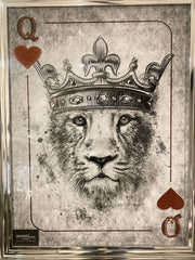 Queen Of Hearts Lioness Wall Art Chrome Step Frame 90Cm X 70Cm