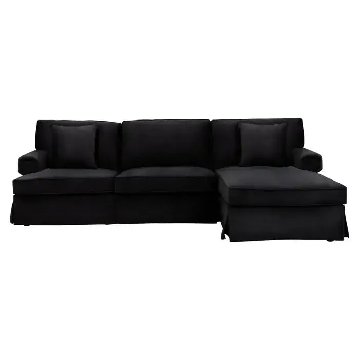 [EKM-AUTOGENERATED]Ralph Three Seater Black Velvet Chaise Sofa