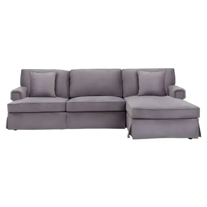 [EKM-AUTOGENERATED]Ralph Three Seater Grey Velvet Chaise Sofa
