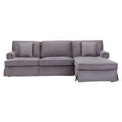[EKM-AUTOGENERATED]Ralph Three Seater Grey Velvet Chaise Sofa