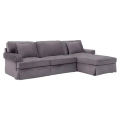 Ralph Three Seater Grey Velvet Chaise Sofa