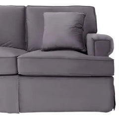 Ralph Three Seater Grey Velvet Chaise Sofa