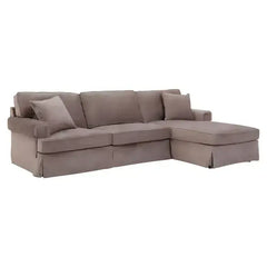 Ralph Three Seater Mink Velvet Chaise Sofa