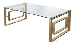 [EKM-AUTOGENERATED]Rectangle Coffee Table Glass Top Gold