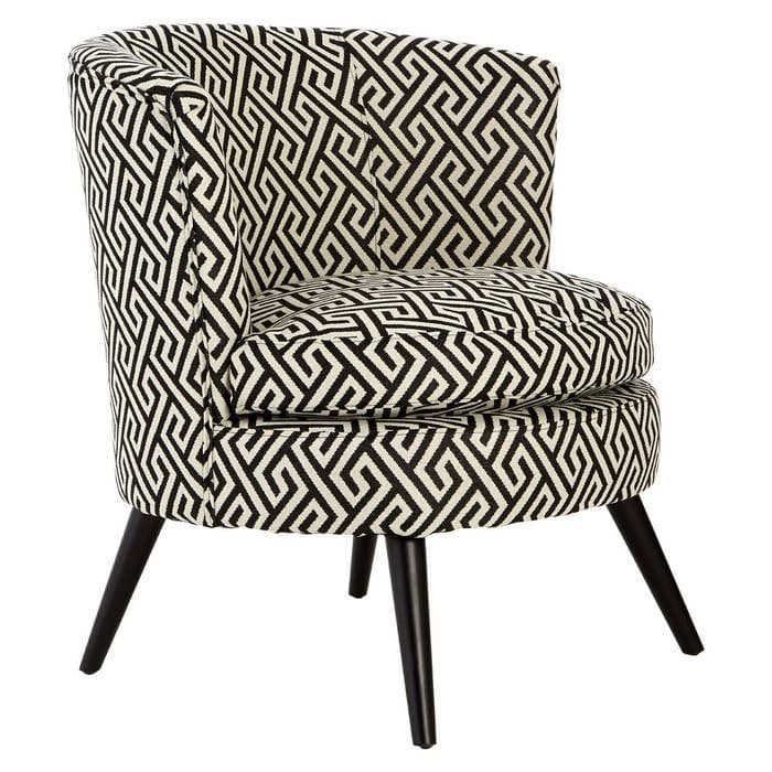 [EKM-AUTOGENERATED]Regent Park Black and Beige Greek Key Round Armchair - Home Luxe Interior