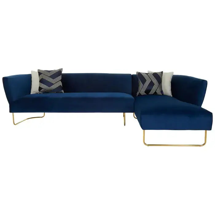 [EKM-AUTOGENERATED]Renee Dark Blue Velvet 5 Seater Corner Sofa