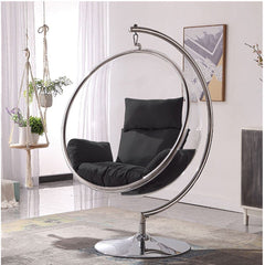 [EKM-AUTOGENERATED]Retro Hanging Bubble Chair With Dark Grey Cushions