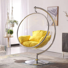 [EKM-AUTOGENERATED]Retro Hanging Bubble Chair With Yellow Cushions
