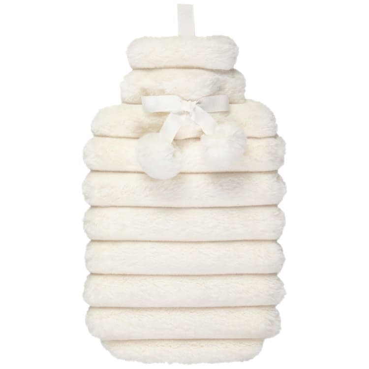 [EKM-AUTOGENERATED]Ribbed Fur Hot Water Bottle - Cream