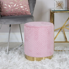 Round Stool Blush Pink Gold Base