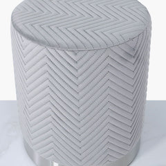 Round Stool Grey Chrome Base