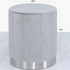 Round Stool Grey Chrome Base