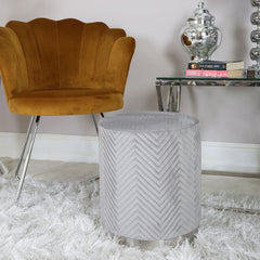 Round Stool Grey Chrome Base