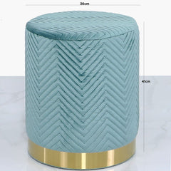 Round Stool Mint Green Gold Base