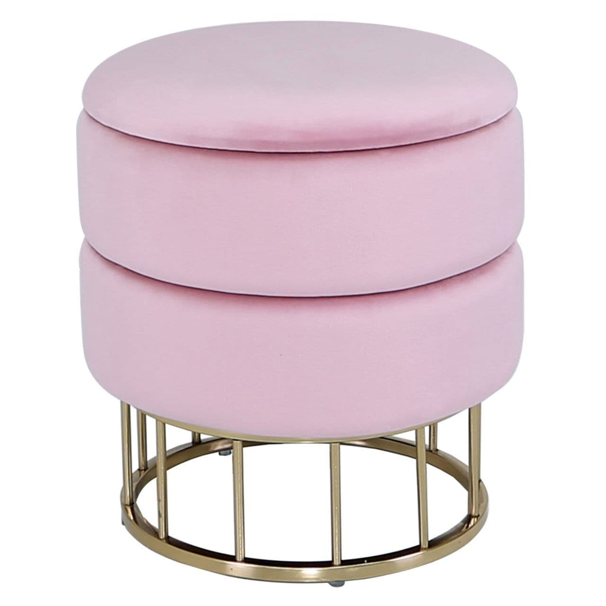 [EKM-AUTOGENERATED]Round Storage Stool Blush Pink Gold Base