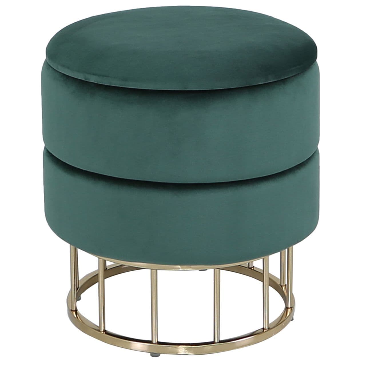 [EKM-AUTOGENERATED]Round Storage Stool Forest Green Gold Base