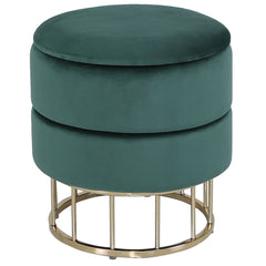 [EKM-AUTOGENERATED]Round Storage Stool Forest Green Gold Base