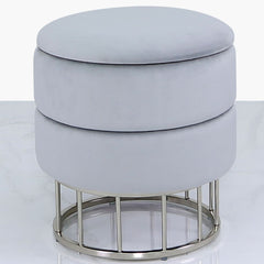 [EKM-AUTOGENERATED]Round Storage Stool Grey Chrome Base