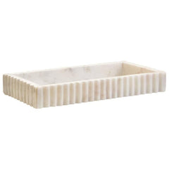 [EKM-AUTOGENERATED]Savio Rectangular White Fluted Marble Tray Home Luxe Interior