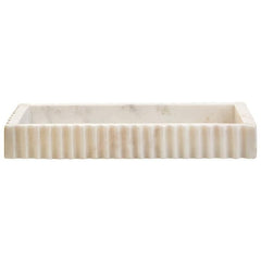 Savio Rectangular White Fluted Marble Tray  Home Luxe Interior