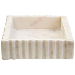 Savio Rectangular White Fluted Marble Tray  Home Luxe Interior