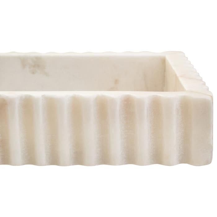 Savio Rectangular White Fluted Marble Tray  Home Luxe Interior