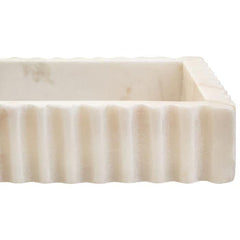 Savio Rectangular White Fluted Marble Tray  Home Luxe Interior