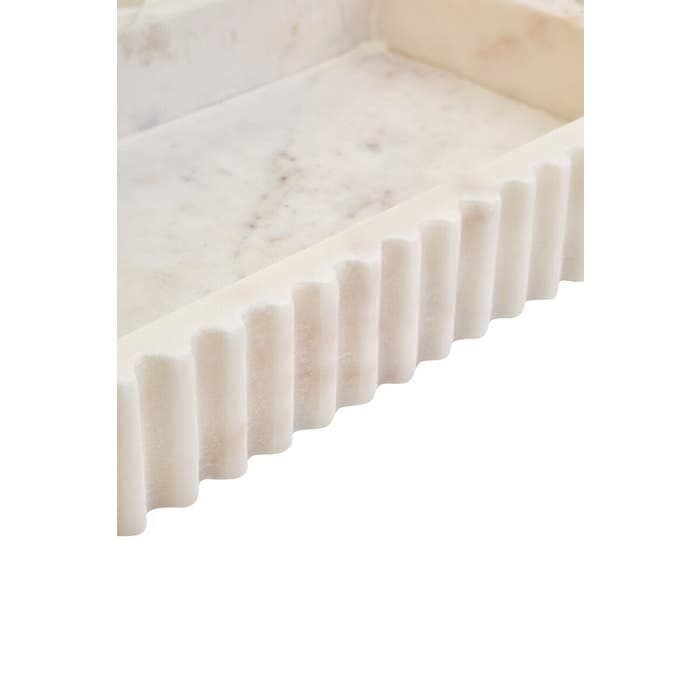 Savio Rectangular White Fluted Marble Tray  Home Luxe Interior