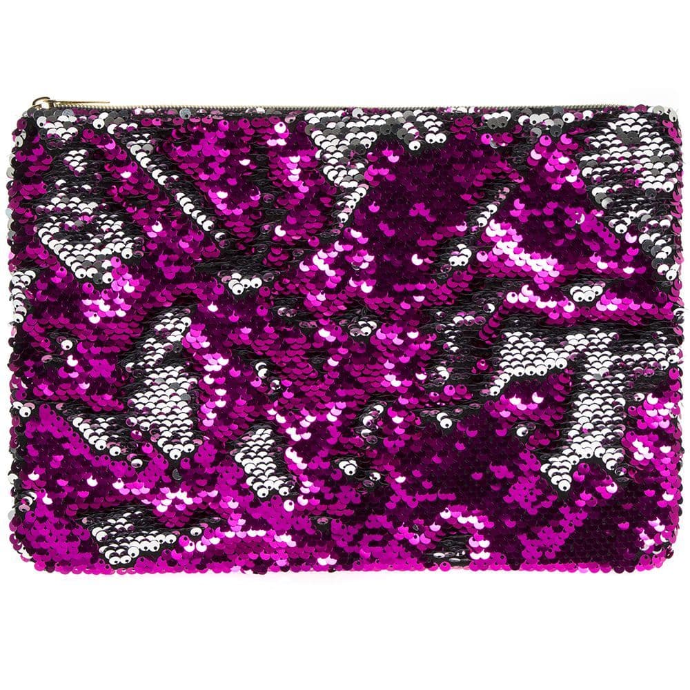 [EKM-AUTOGENERATED]Sequin Clutch Bag Pink & Silver
