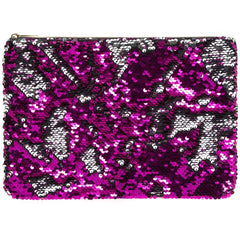 [EKM-AUTOGENERATED]Sequin Clutch Bag Pink & Silver