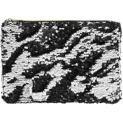 [EKM-AUTOGENERATED]Sequin Clutch Bag Silver & Black