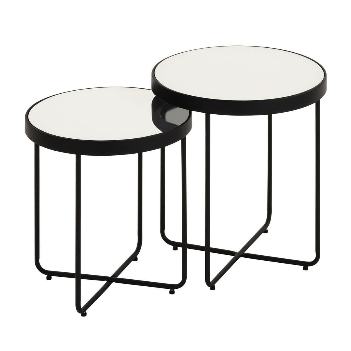 [EKM-AUTOGENERATED]Set Of 2 Alexa Black Mirror Round End Tables