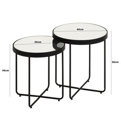 Set Of 2 Alexa Black Mirror Round End Tables