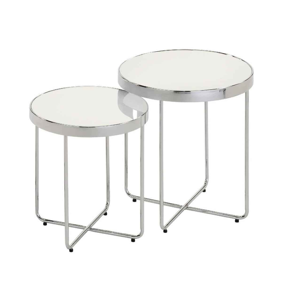 [EKM-AUTOGENERATED]Set Of 2 Alexa Mirror Round End Tables