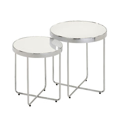 [EKM-AUTOGENERATED]Set Of 2 Alexa Mirror Round End Tables