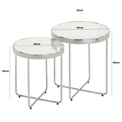 Set Of 2 Alexa Mirror Round End Tables
