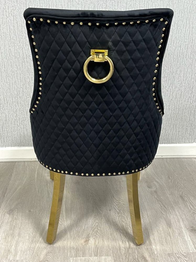 [EKM-AUTOGENERATED]Set Of 2 Black Majestic Dining Chairs With Gold Legs