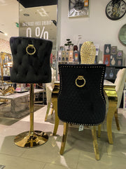 Set Of 2 Black Majestic Dining Chairs With Gold Legs