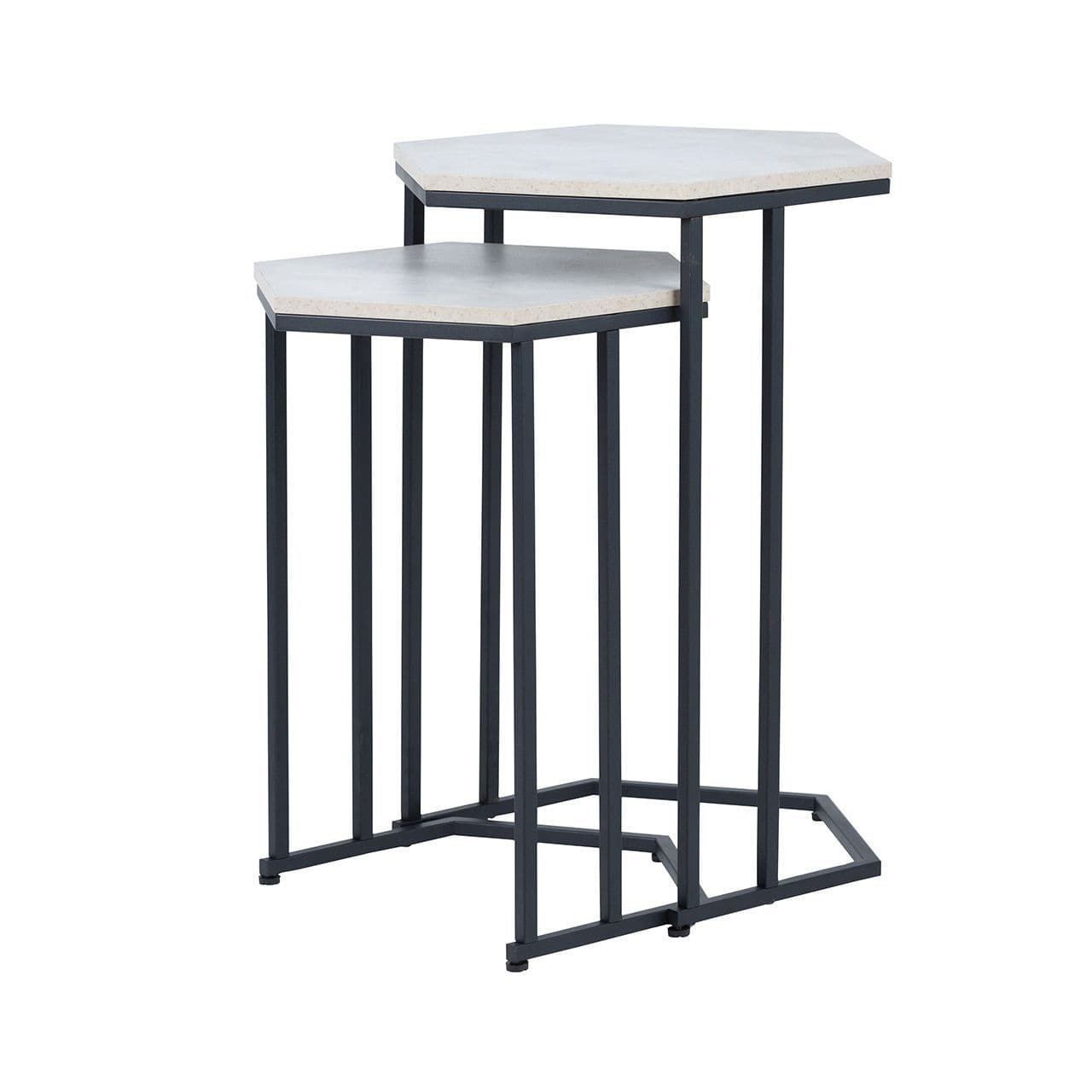 [EKM-AUTOGENERATED]Set of 2 Hexagonal Black and Grey Sofa Tables