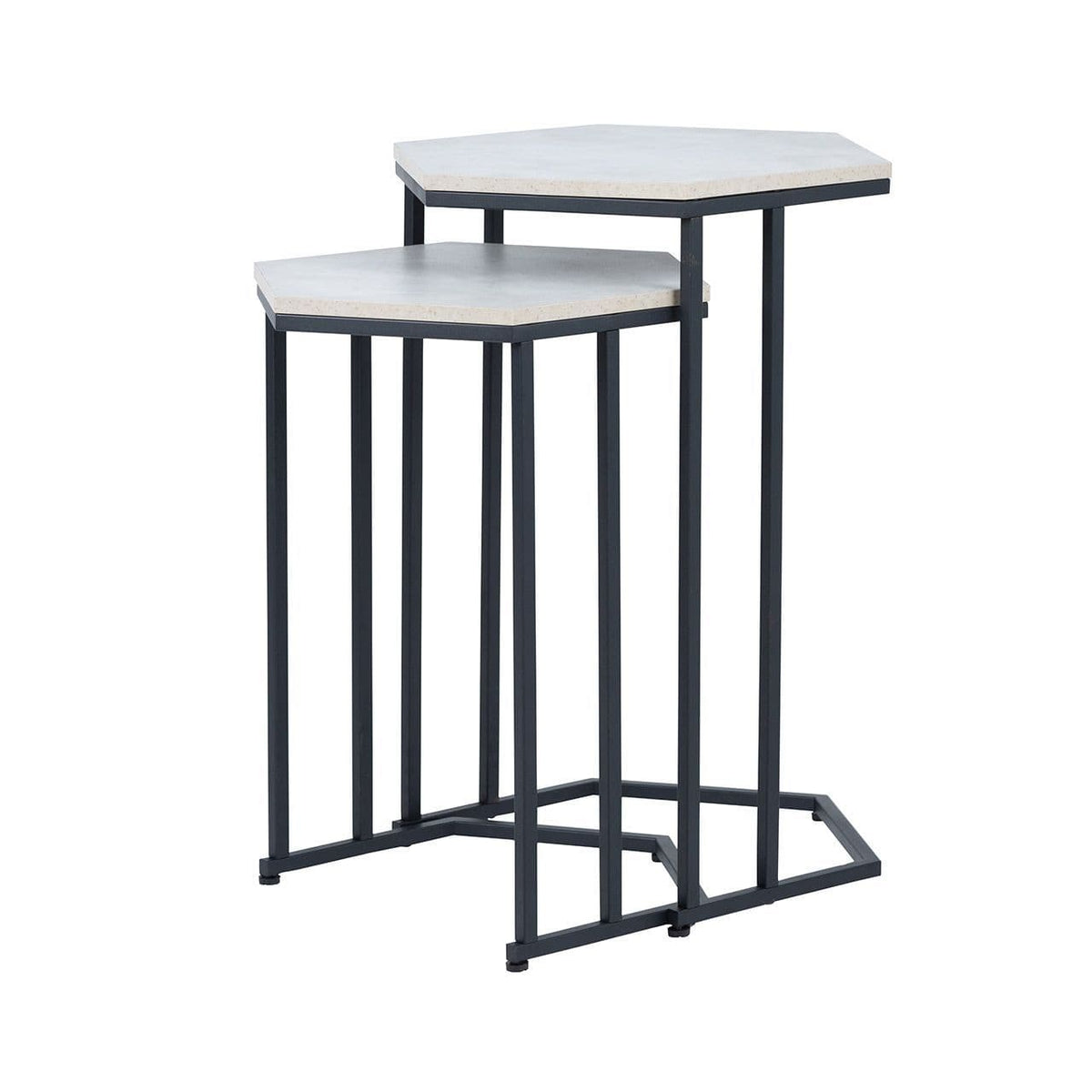 [EKM-AUTOGENERATED]Set of 2 Hexagonal Black and Grey Sofa Tables